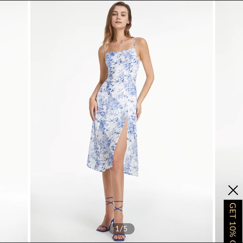 Cloud Floral Slit Dress